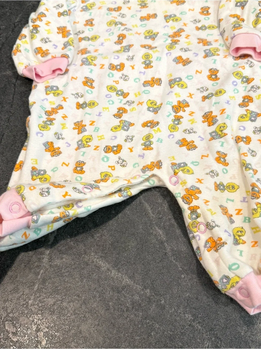 Vintage Sesame Street big bird pajama one piece outfit 6/9 month baby girl